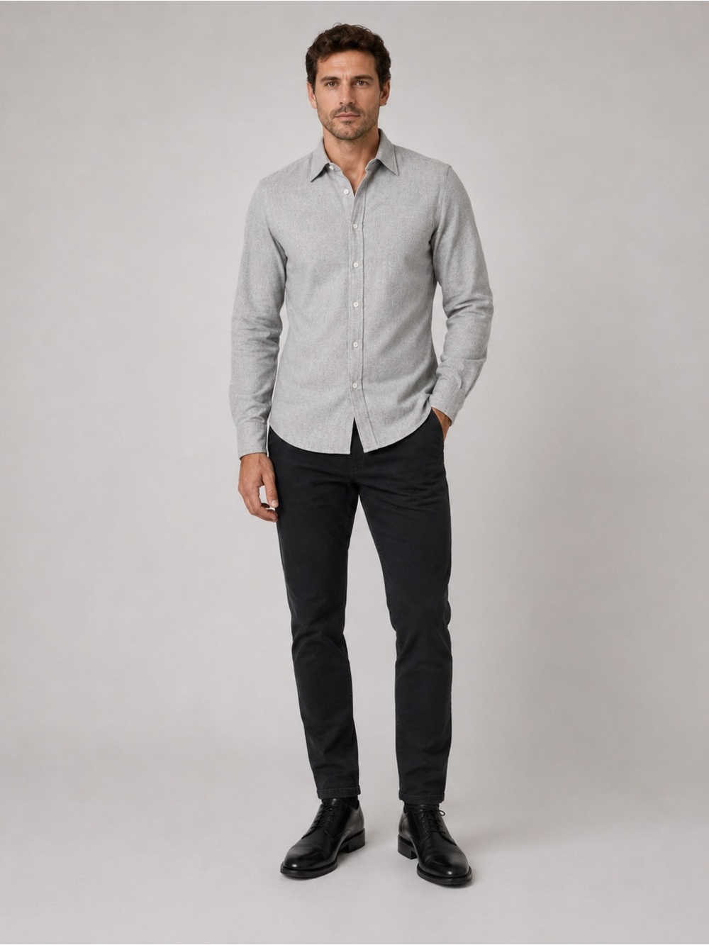 Thomas Dean Gray Flannel Button Down Shirt | Size L